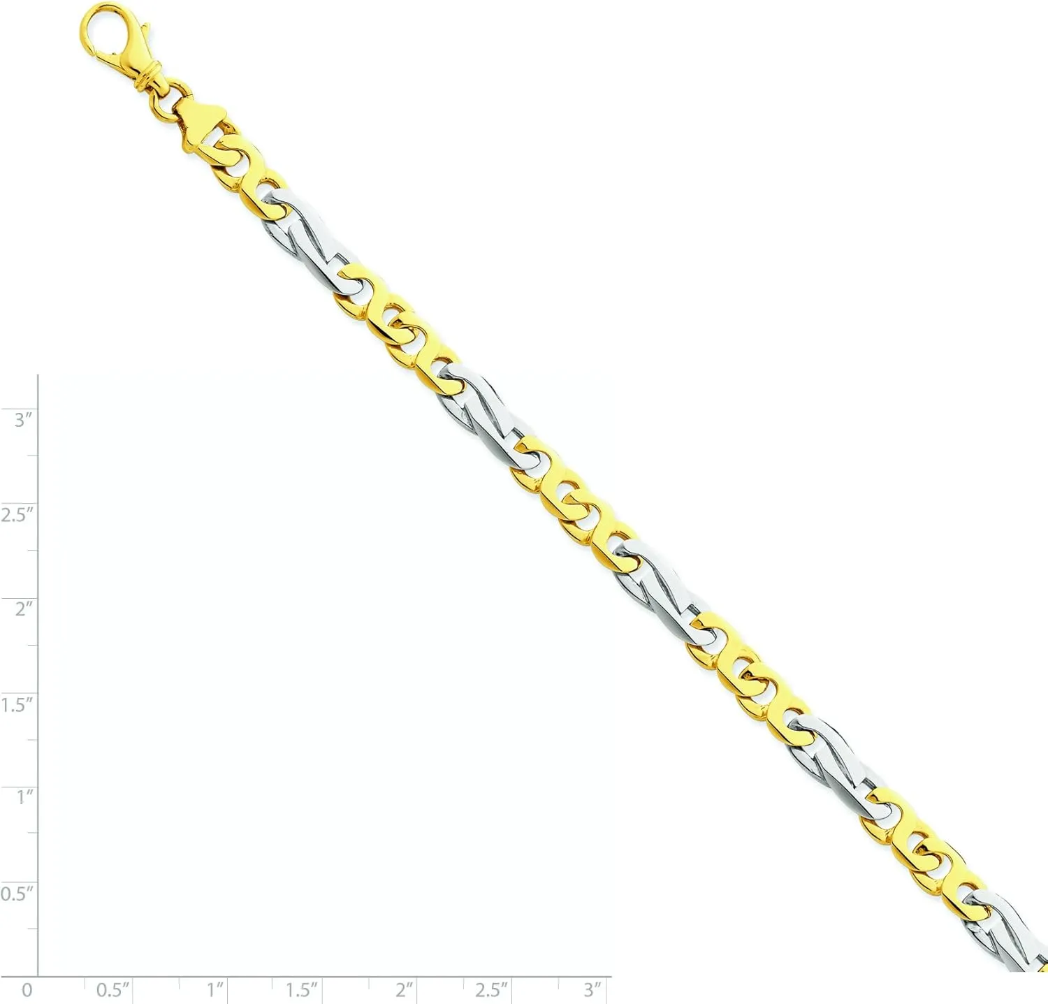 Diamond2Deal 14k Two-tone Gold 6mm Hand-polished Fancy Link Chain Necklace