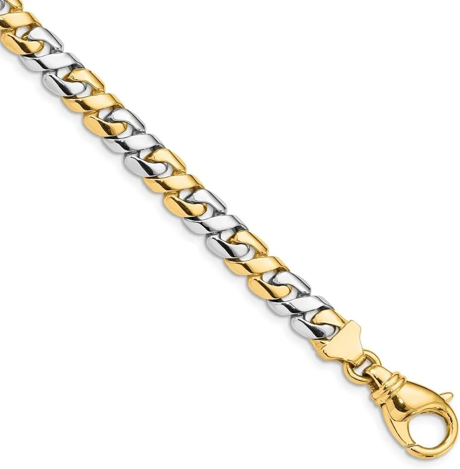Diamond2Deal 14k Two-tone Gold 7.1mm Hand-polished Fancy Link Chain Necklace