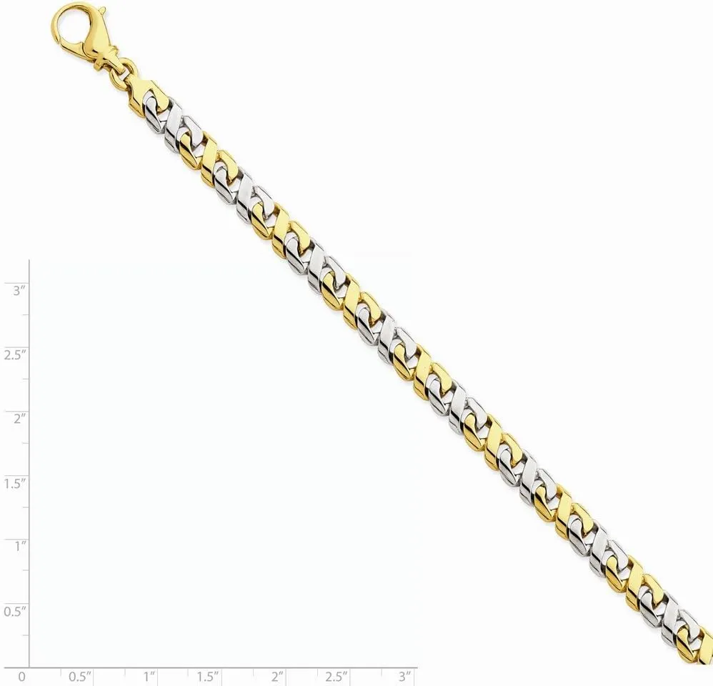 Diamond2Deal 14k Two-tone Gold 7.1mm Hand-polished Fancy Link Chain Necklace