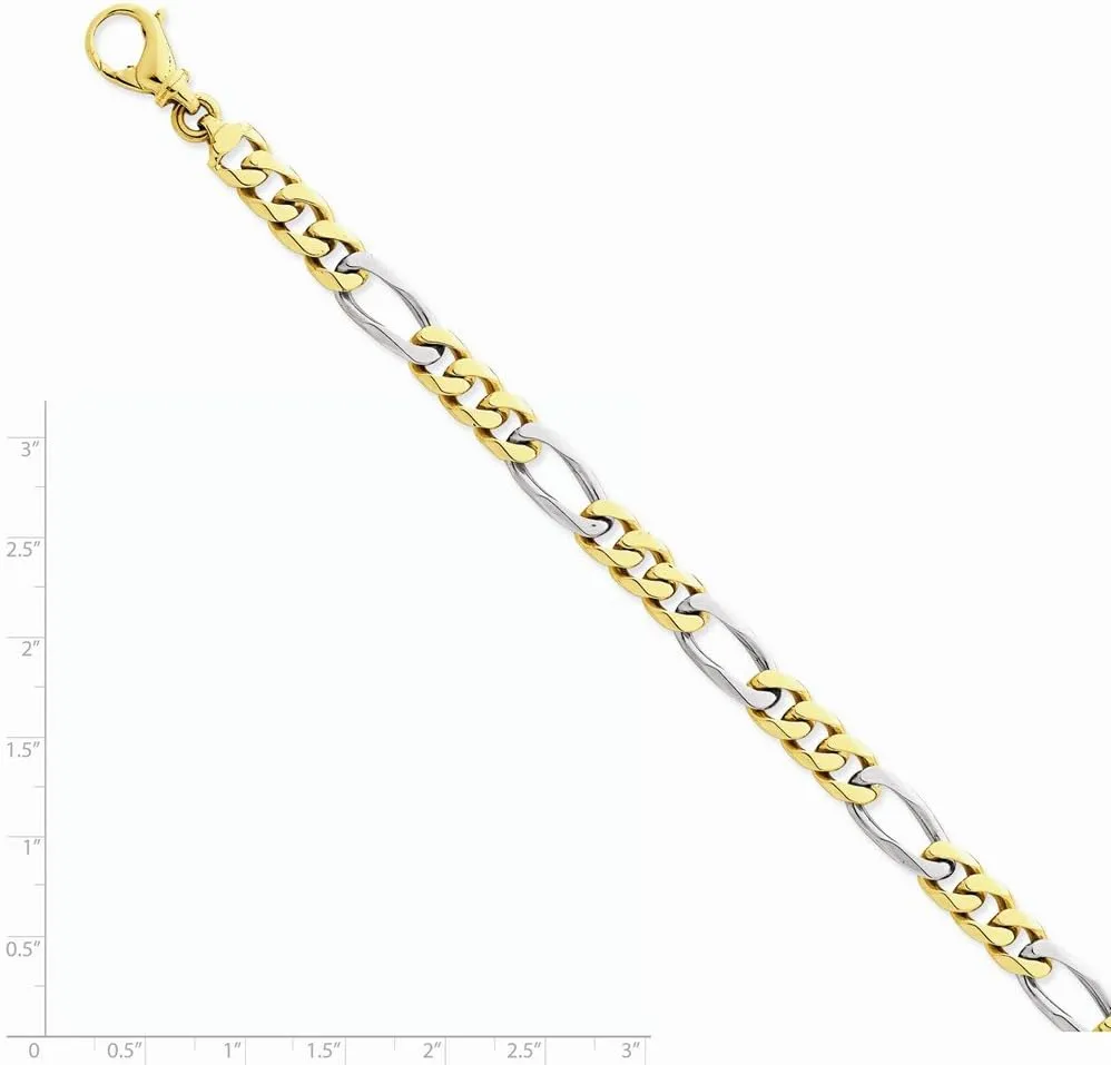 Diamond2Deal 14k Two-tone Gold 7.85mm Hand Polished Fancy Link Chain Necklace