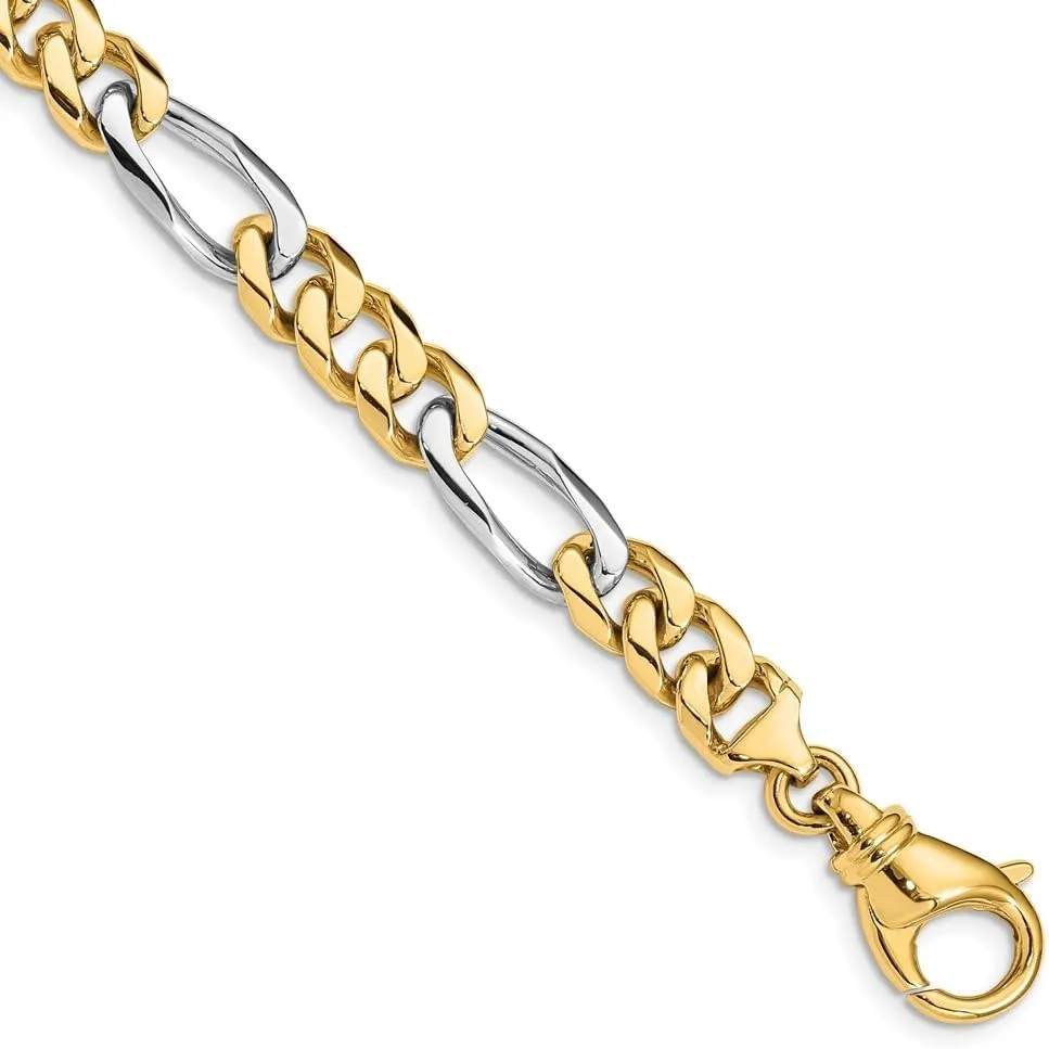 Diamond2Deal 14k Two-tone Gold 7.85mm Hand Polished Fancy Link Chain Necklace