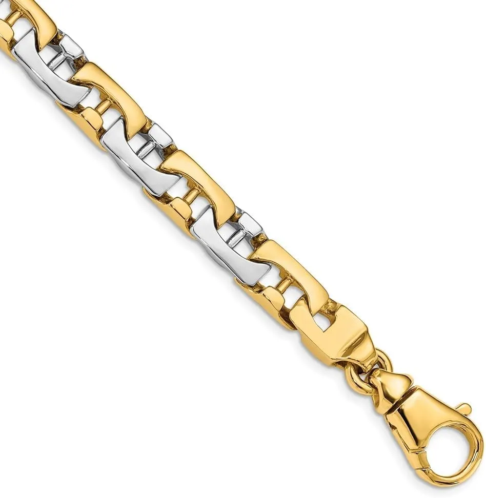 Diamond2Deal 14k Two-tone Gold 8.5mm Hand-polished Fancy Link Chain Necklace