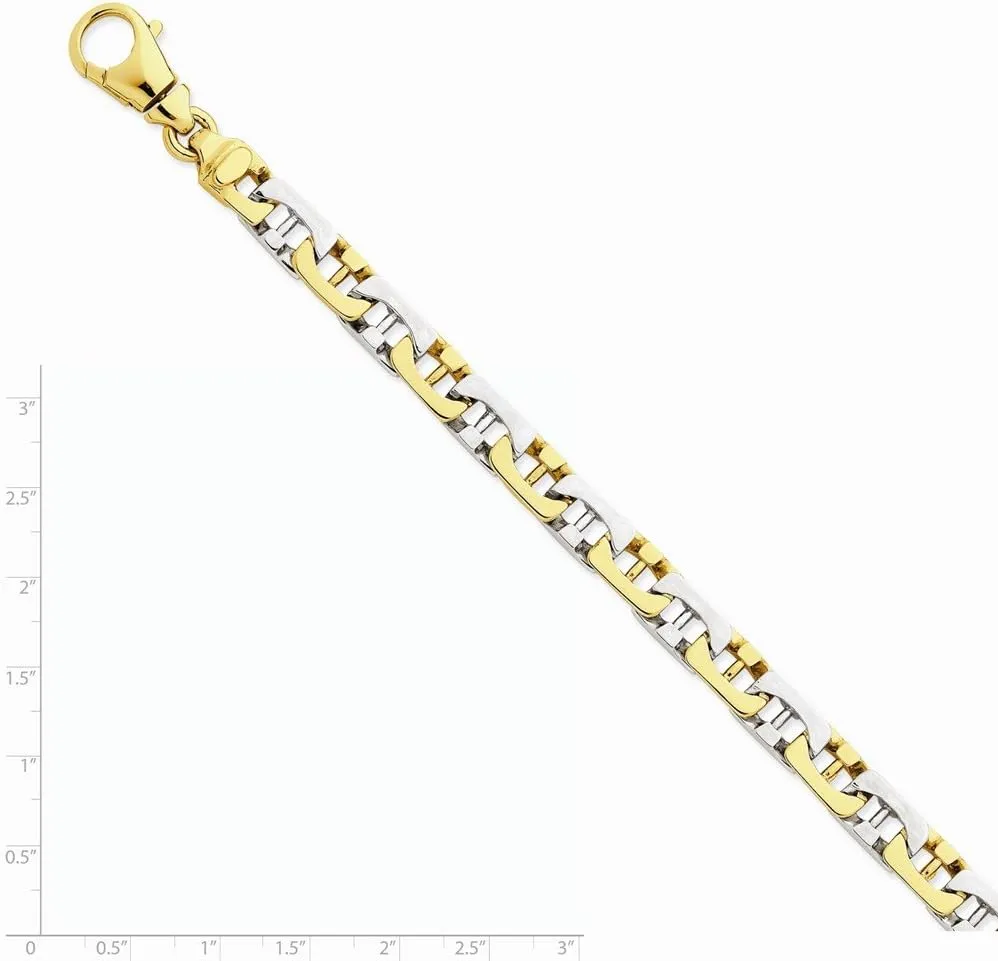 Diamond2Deal 14k Two-tone Gold 8.5mm Hand-polished Fancy Link Chain Necklace