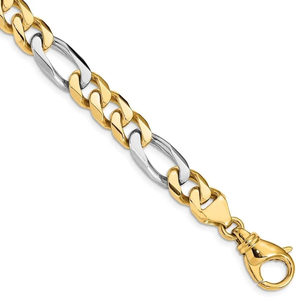 Diamond2Deal 14k Two-tone Gold 8.5mm Hand-polished Fancy Link Chain Necklace