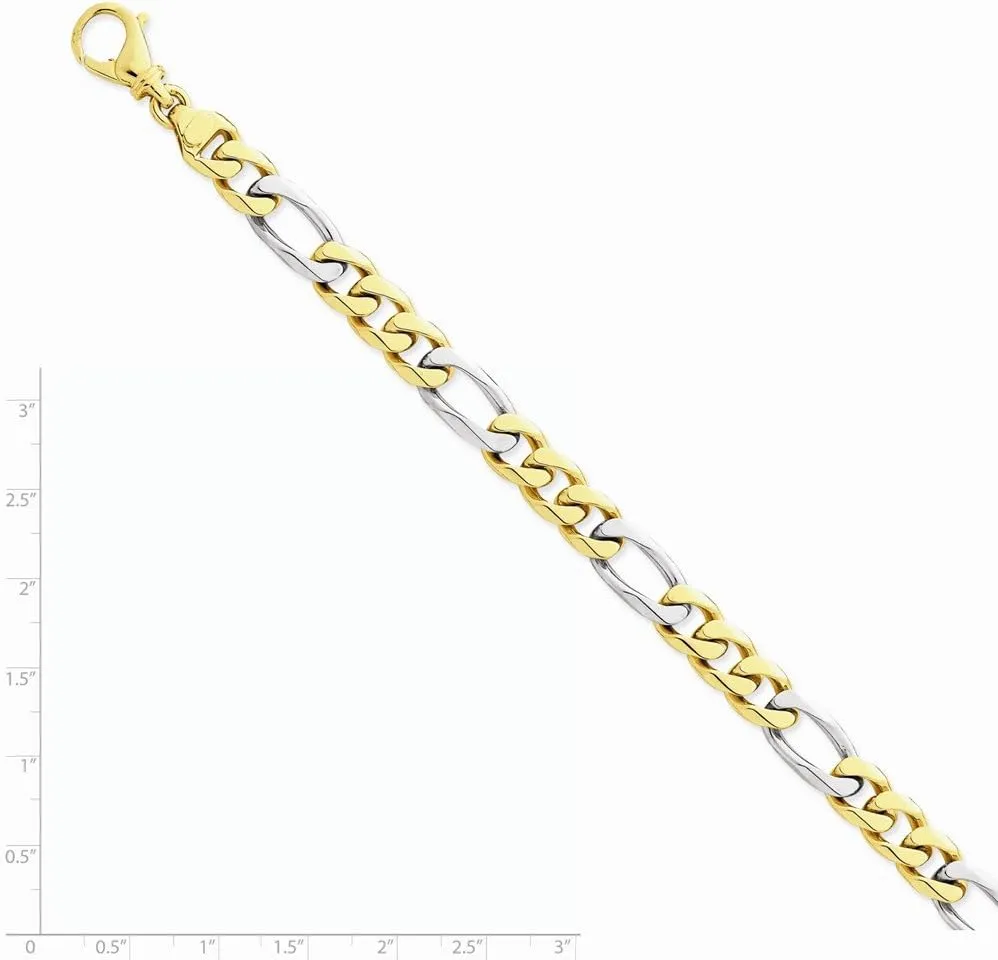 Diamond2Deal 14k Two-tone Gold 8.5mm Hand-polished Fancy Link Chain Necklace