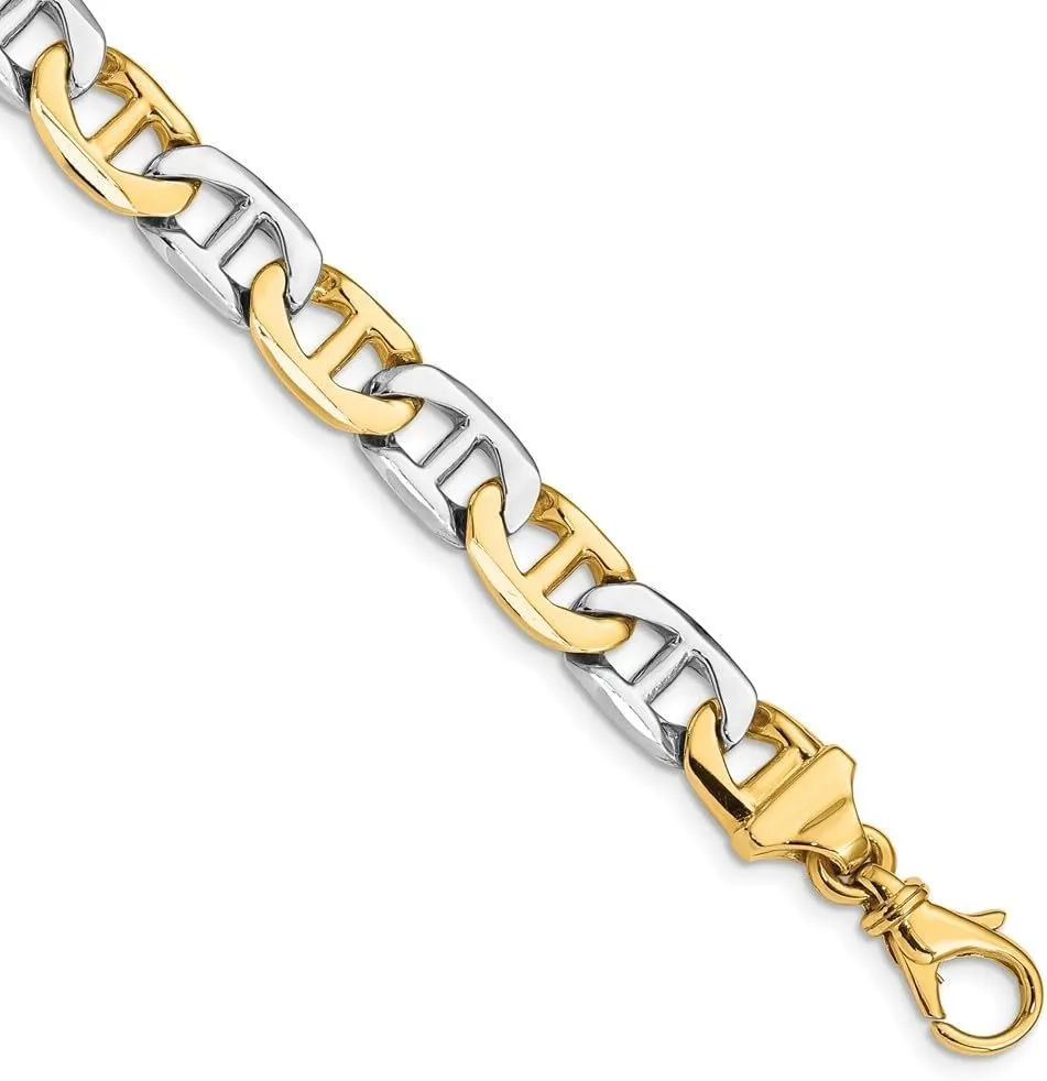 Diamond2Deal 14k Two-tone Gold 8mm Hand-polished Anchor Link Chain Necklace