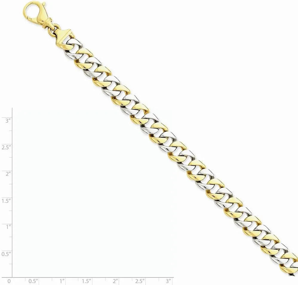 Diamond2Deal 14k Two-tone Gold 9.3mm Hand-polished Fancy Link Chain Necklace