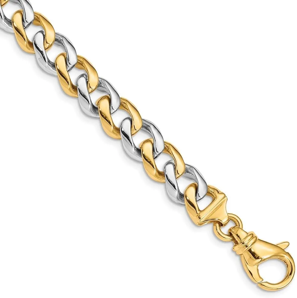 Diamond2Deal 14k Two-tone Gold 9.3mm Hand-polished Fancy Link Chain Necklace