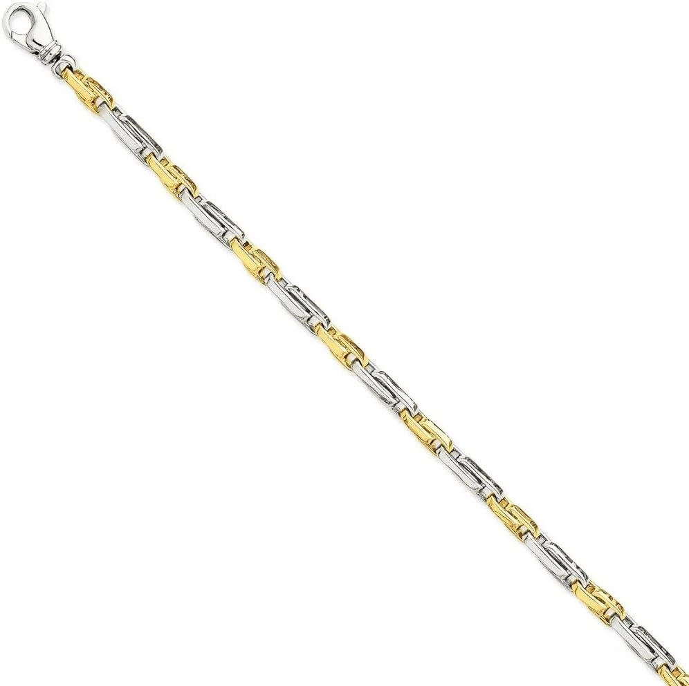Diamond2Deal 14k Two-tone Gold Hand Polished 5mm Fancy Link Chain Necklace