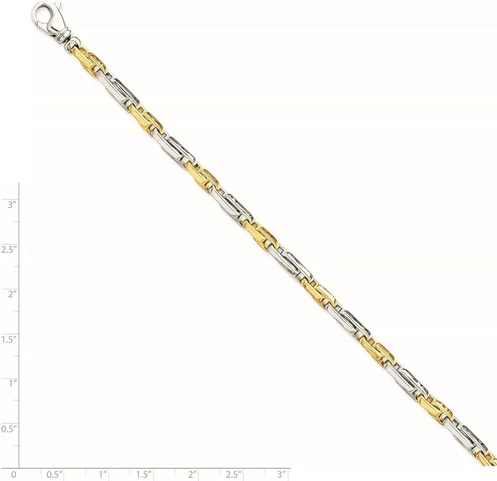 Diamond2Deal 14k Two-tone Gold Hand Polished 5mm Fancy Link Chain Necklace