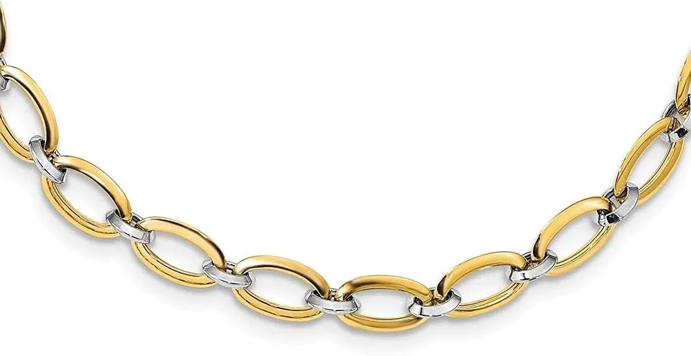 Diamond2Deal 14k Two-tone Gold Polished .25in ext. Necklace