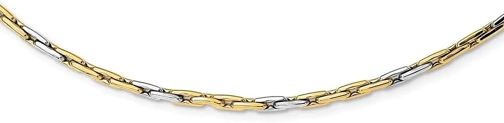 Diamond2Deal 14k Two-tone Gold Polished Fancy Link Necklace