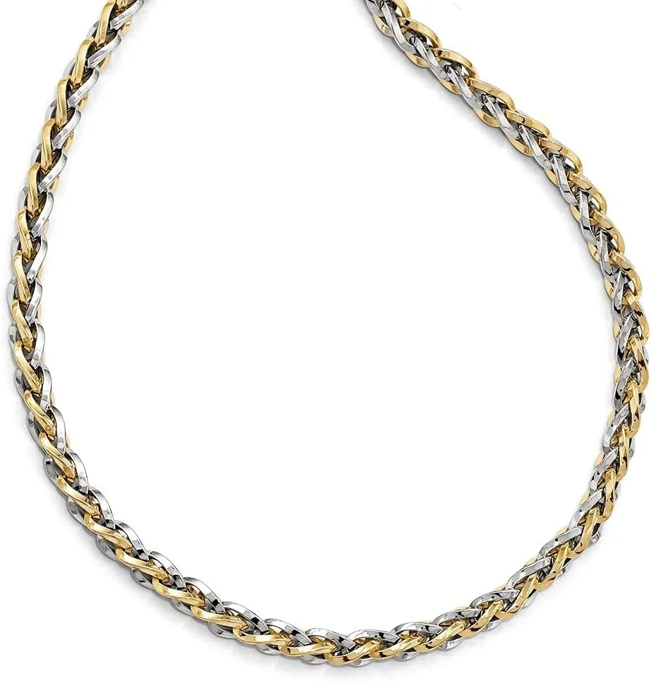 Diamond2Deal 14k Two-tone Gold Polished Fancy Link Necklace