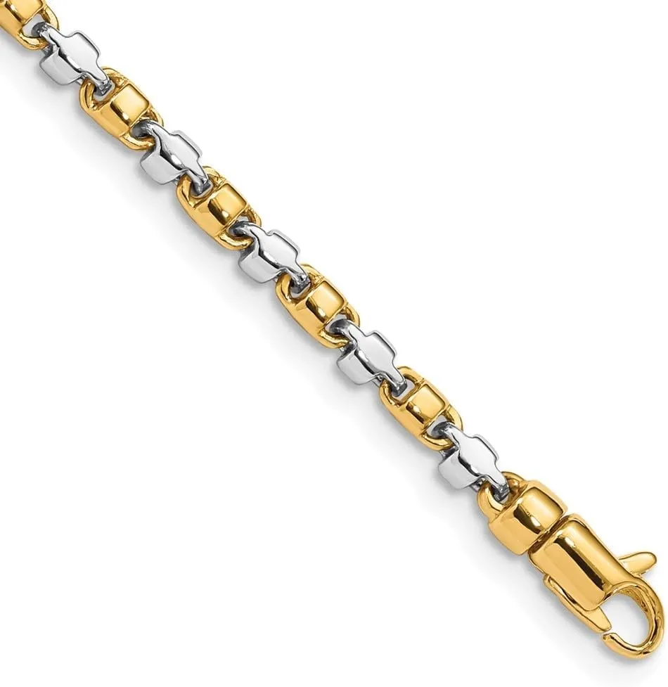 Diamond2Deal 14k Yellow Gold Two tone Gold 2.5mm Fancy Link Chain Necklace 22"