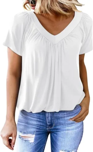 Dokotoo Women's Casual Summer T Shirts Short Sleeve V Neck Tops Tshirts