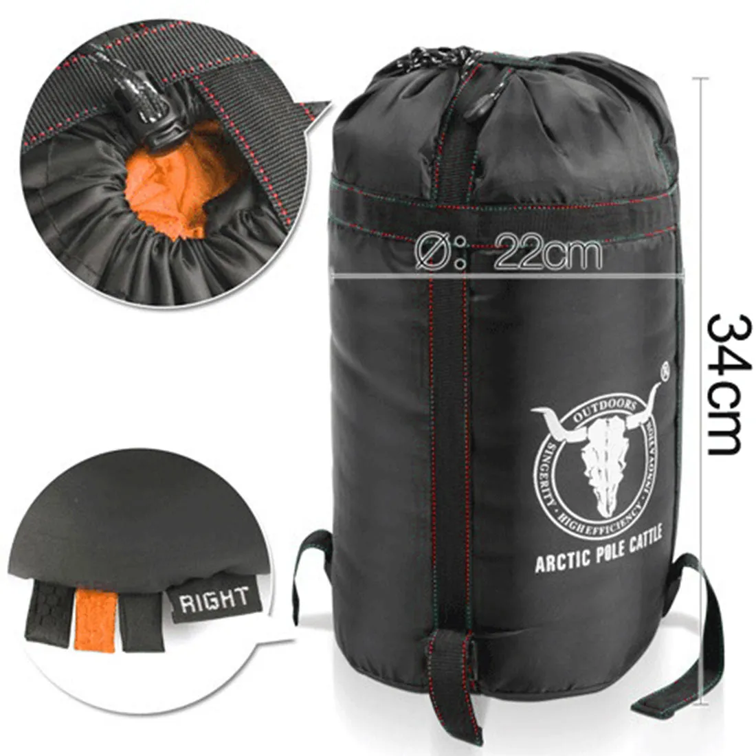 Double Camping Envelope Twin Sleeping Bag Thermal Tent Hiking Winter 0° C - orange