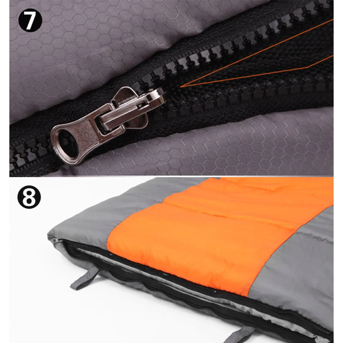 Double Camping Envelope Twin Sleeping Bag Thermal Tent Hiking Winter 0° C - orange