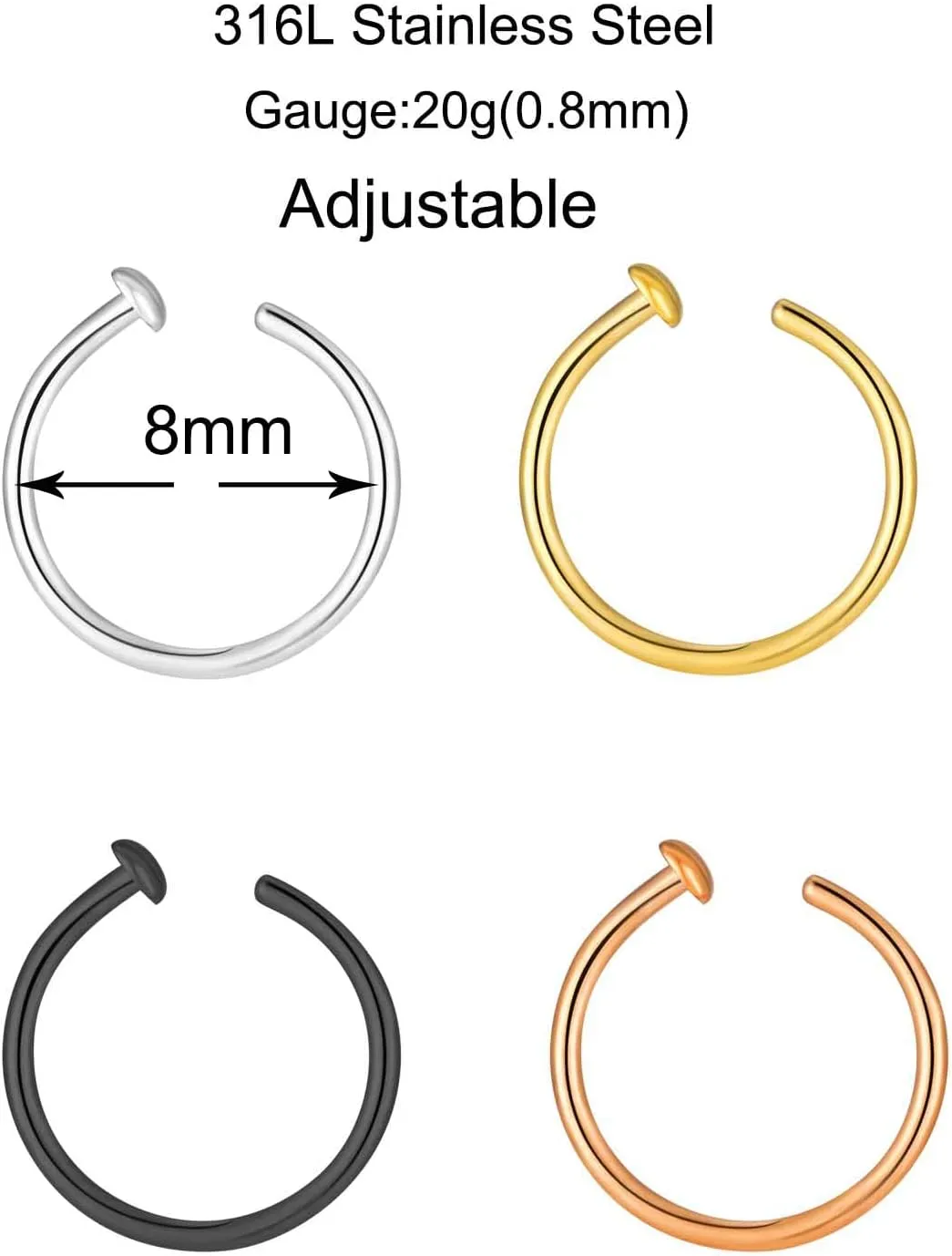 Double Nose Ring for Single Piercing, Twist Nose Ring Hoop For Women, Nostril Piercing Jewelry