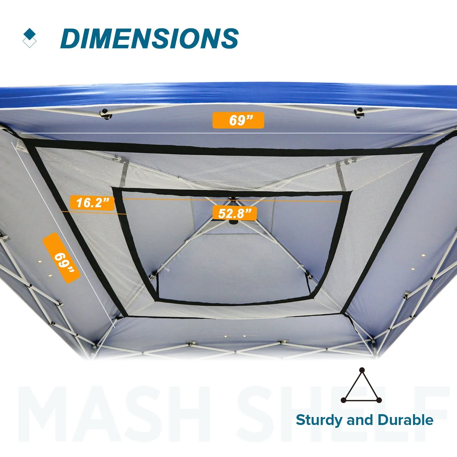 Versatile Universal Hanging Shelf for 10x10 Pop-Up Canopy Tents - Mesh Gear Loft Organizer Compatible with Most Instant Canopies