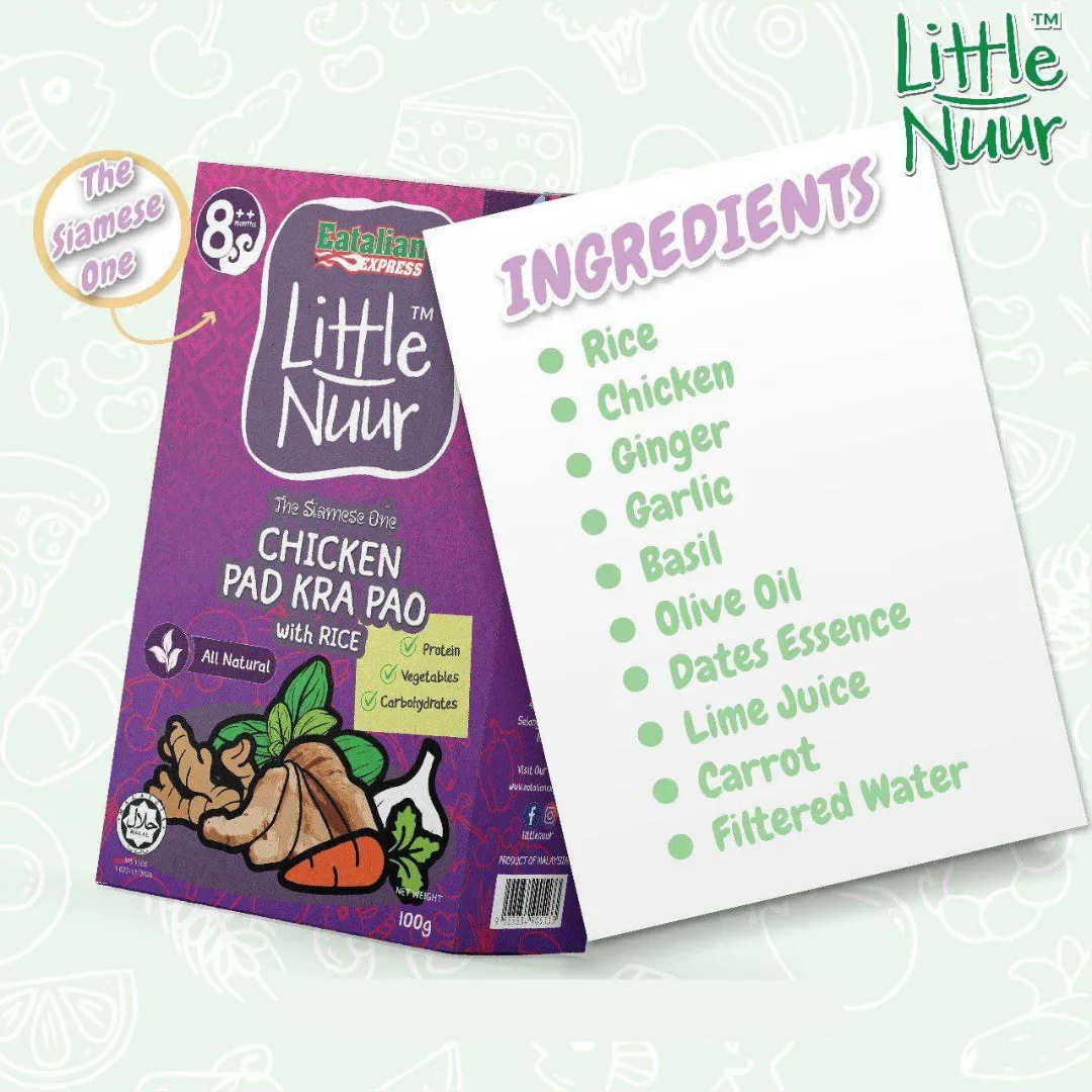 Eatalian Express Little Nuur - Chicken Pad Kra Pao With Rice 100g (8m )