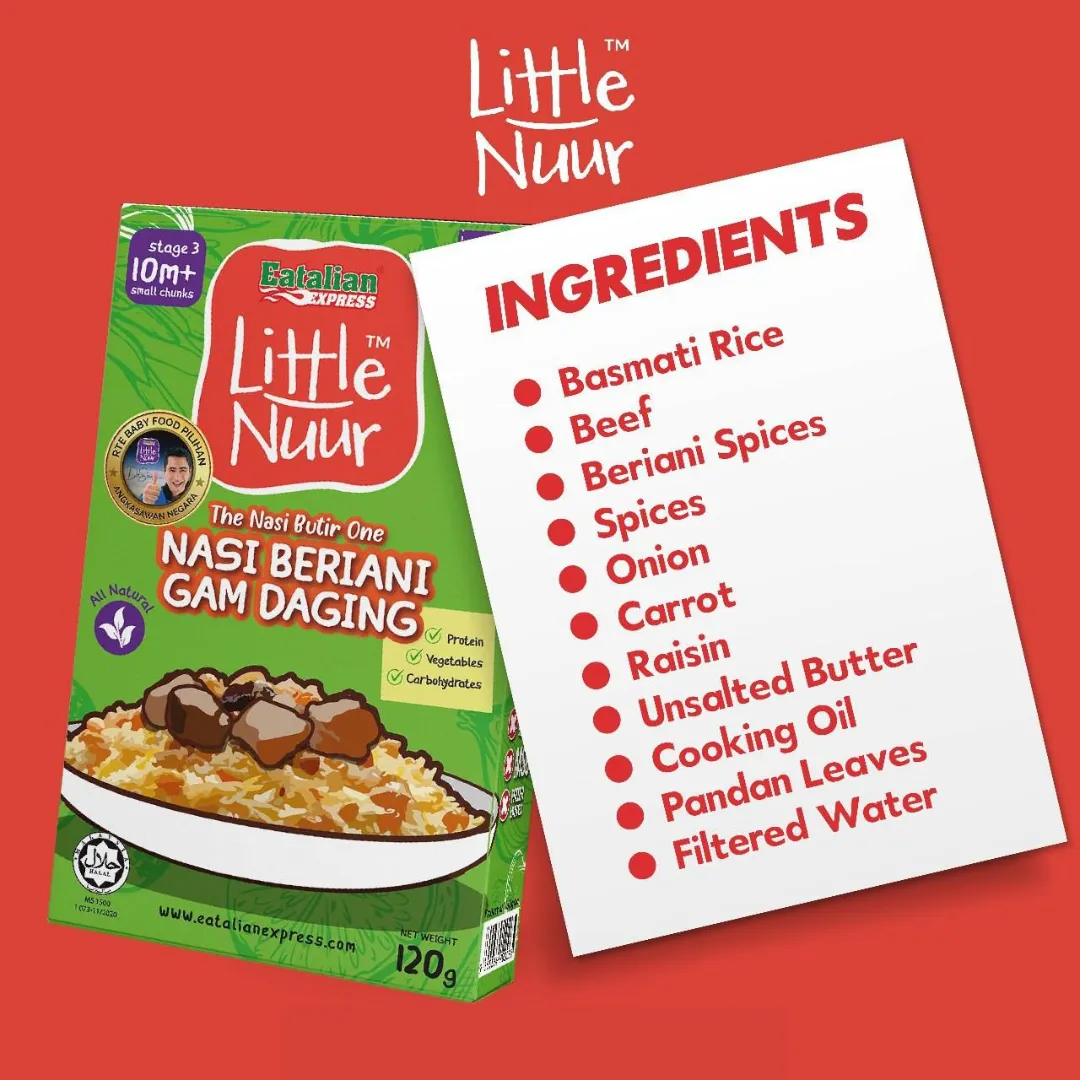 Eatalian Express Little Nuur - Nasi Beriani Gam Daging 120g (10m )