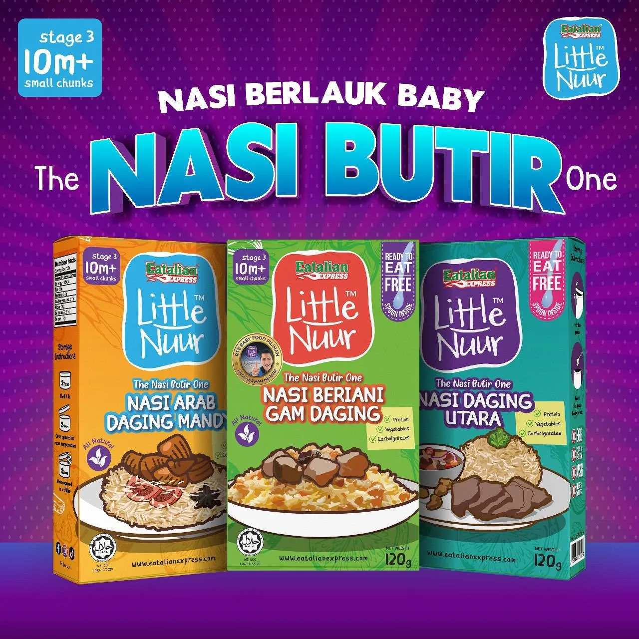 Eatalian Express Little Nuur - Nasi Beriani Gam Daging 120g (10m )