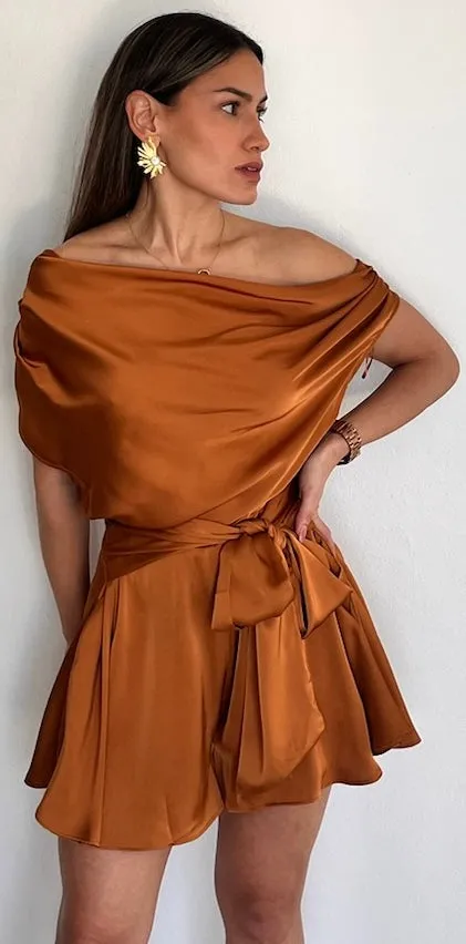 Effortless Style Bronce Satin Romper