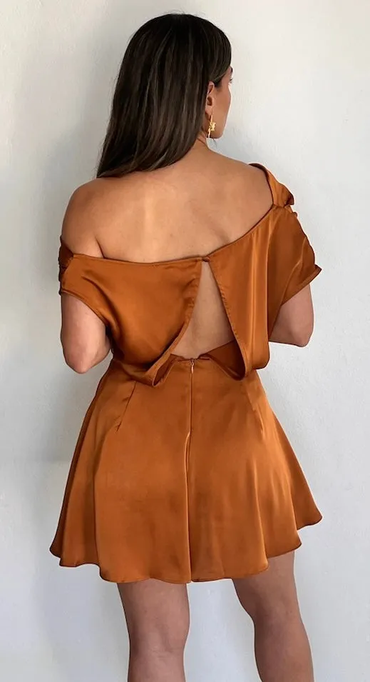 Effortless Style Bronce Satin Romper