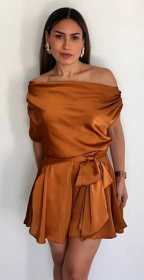Effortless Style Bronce Satin Romper