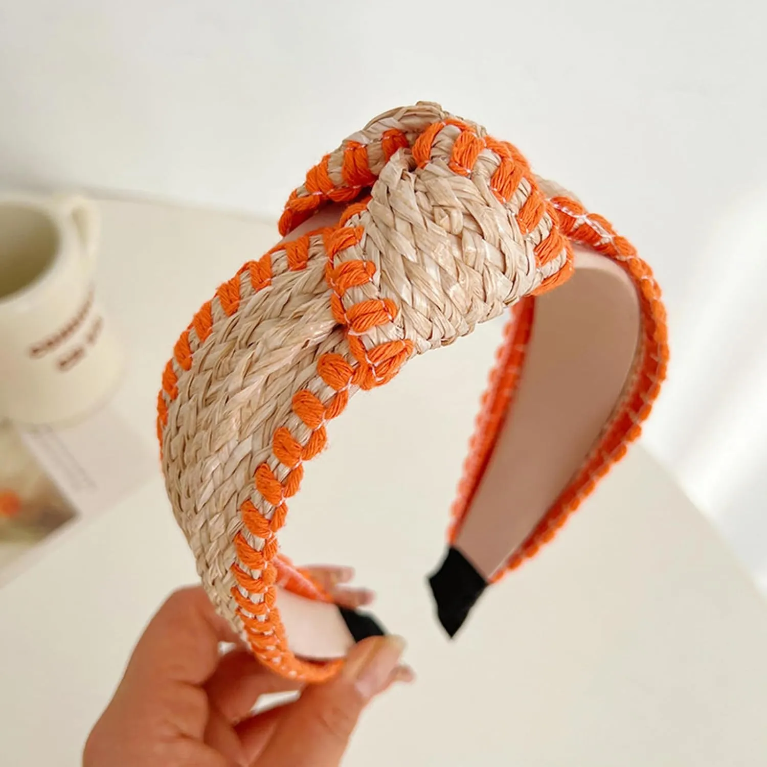 Elegant Wide Hair Bands Photo Booth s Wide Headband Headpiece Garland Knotted Headband for Music Festivals