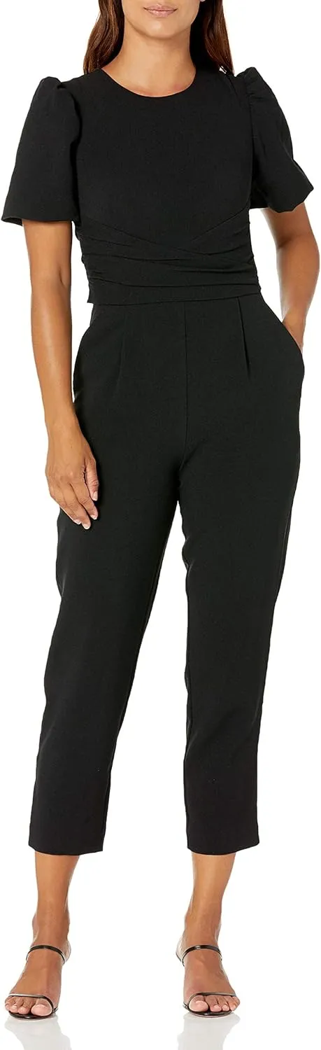Eliza J womens Petite Waist Tie Balloon Sleeve Jumpsuitdresses