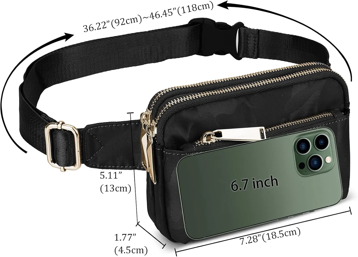 Fanny Packs for Women Crossbody Belt Bag Quilted Vegan Leather Fashion Mini Waist Bag Everywhere Travel Hiking Running Adjustable Strap