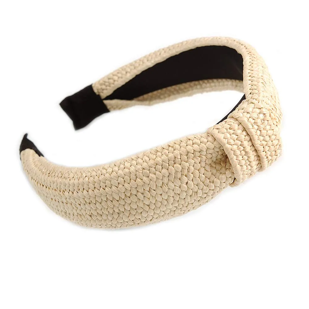Fashion Braid Straw Style Flex HeadBand/Head Band, Hairband in Light Cream