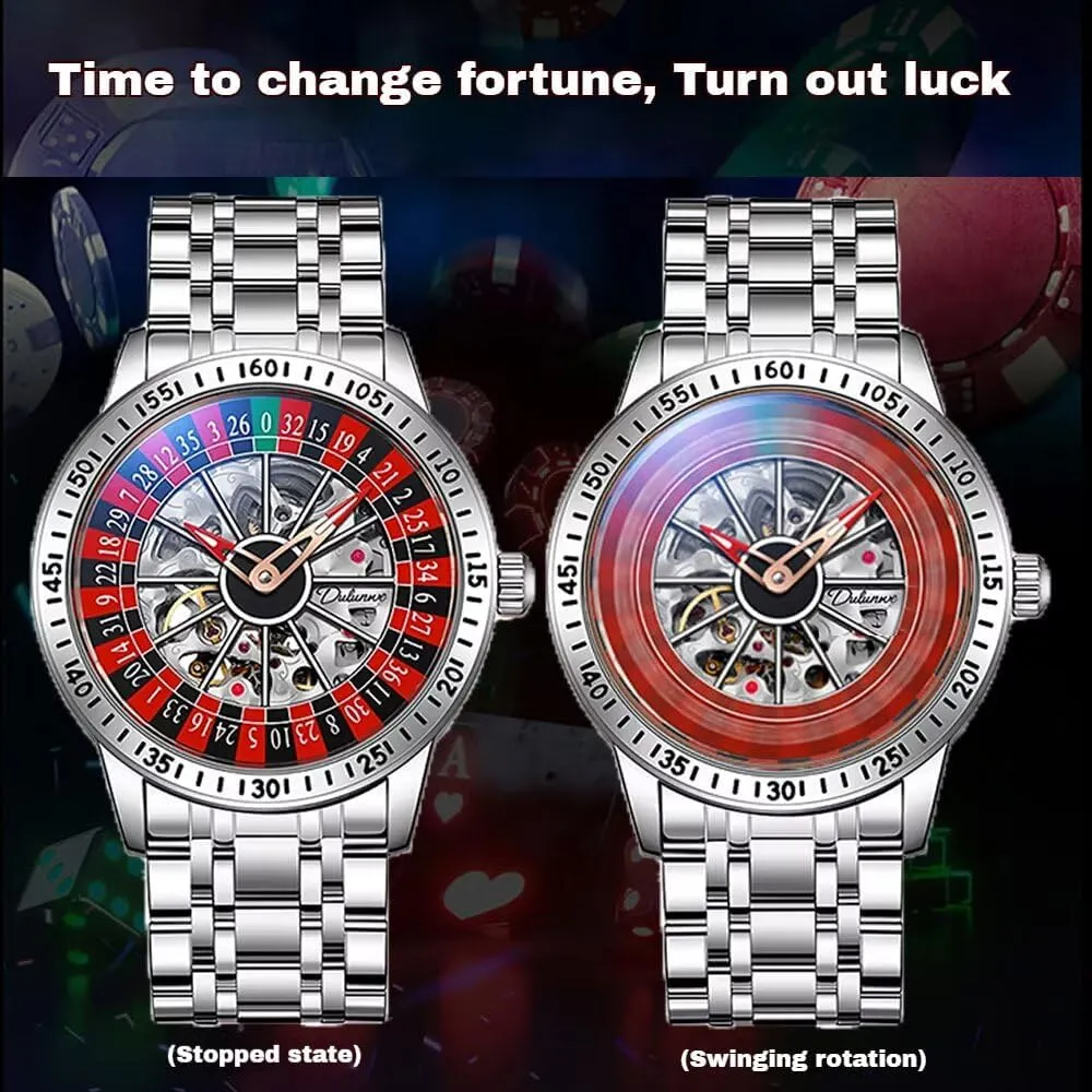 Fashion Men Mechanical Watches Luxury Automatic Rotating Dial Hollow Wristwatch Man Casual Waterproof Luminous Clock Stainless Steel Business Watch Reloj Hombre
