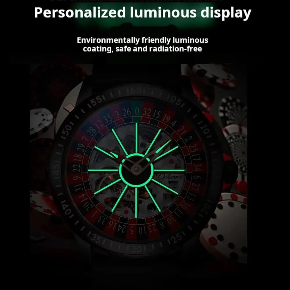 Fashion Men Mechanical Watches Luxury Automatic Rotating Dial Hollow Wristwatch Man Casual Waterproof Luminous Clock Stainless Steel Business Watch Reloj Hombre