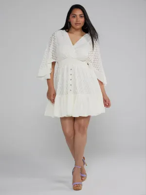 Fashion To Figure - Kimono Sleeves Lace Mini Dress
