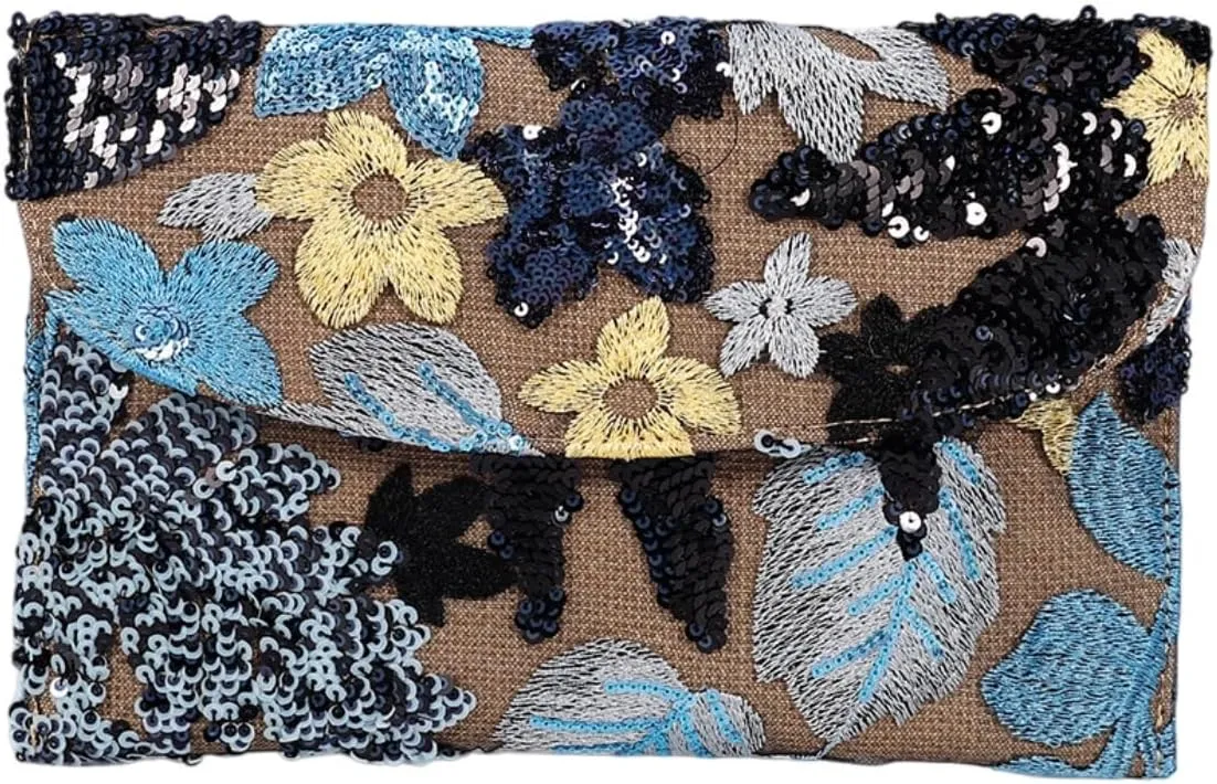 Floral Clutch Purses for Women,Small Summer Embroidery Sequin Evening Bag for Formal Party Wedding