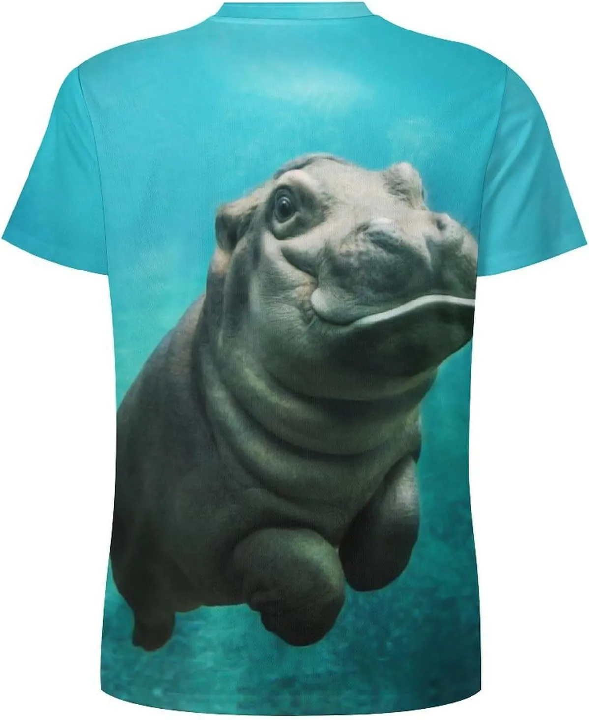 Funny Hippo Mens T-Shirt Short Sleeve Tee Athletic Gym Workout Crew Neck Tops