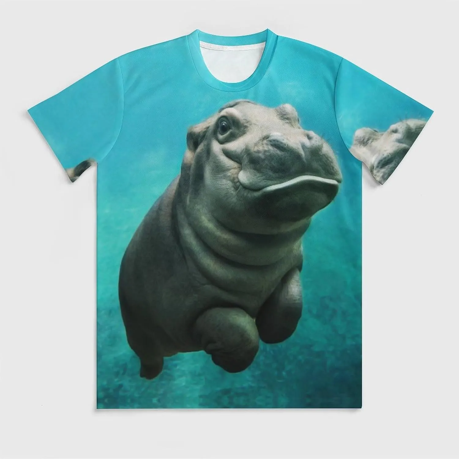Funny Hippo Mens T-Shirt Short Sleeve Tee Athletic Gym Workout Crew Neck Tops
