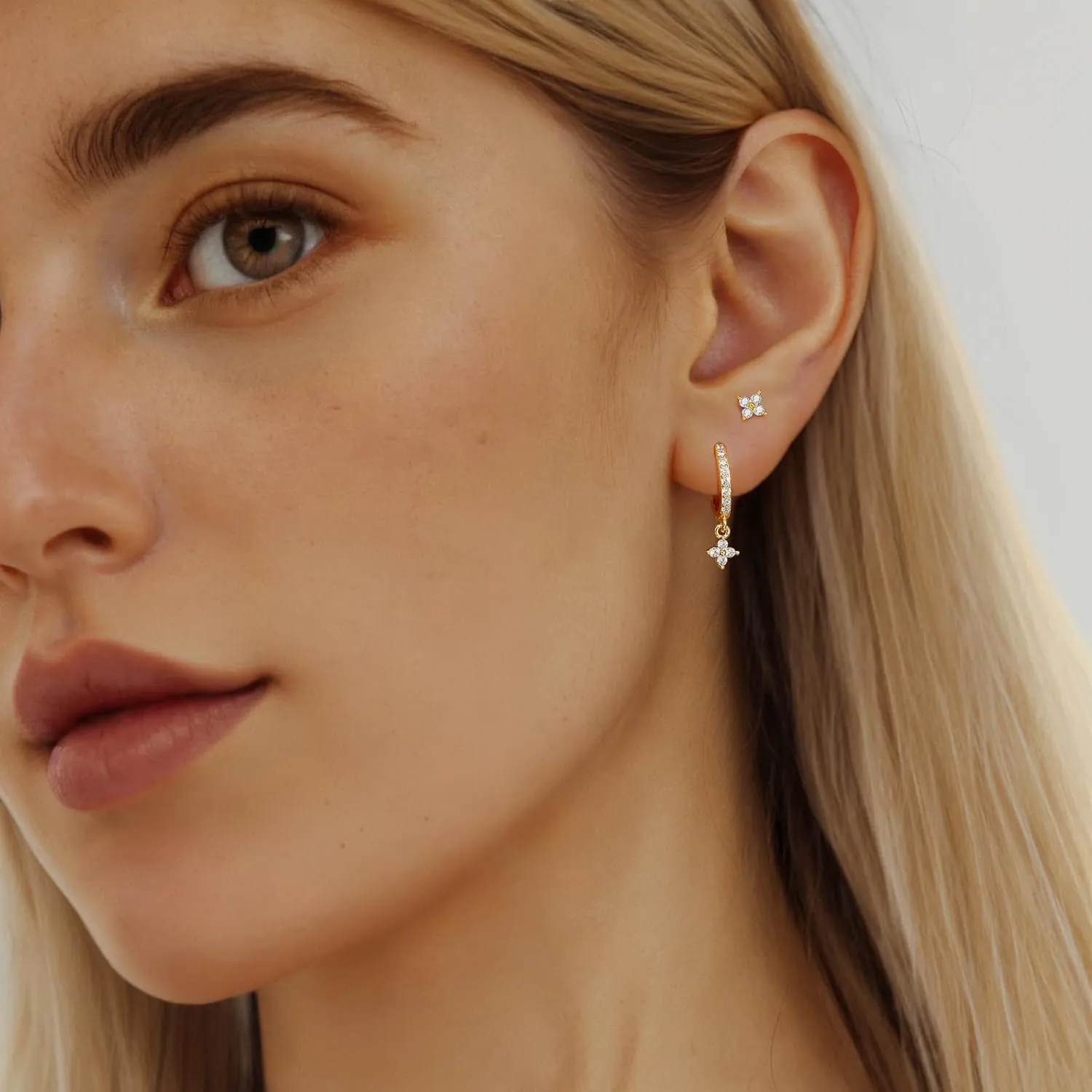 GEORGE  SMITH Gold Earring Sets for Multiple Piercing 14K Gold Plated Dainty Earrings for Women Hypoallergenic Huggie Hoop Drop Dangle Stud Earrings Cartilage Earring Set