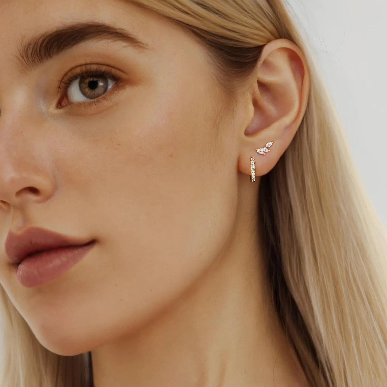 GEORGE  SMITH Sterling silver Earrings Set for Women, 14K gold plated Earrings Girls, 3 Pairs Earrings Set Hypoallergenic for Multiple Piercing