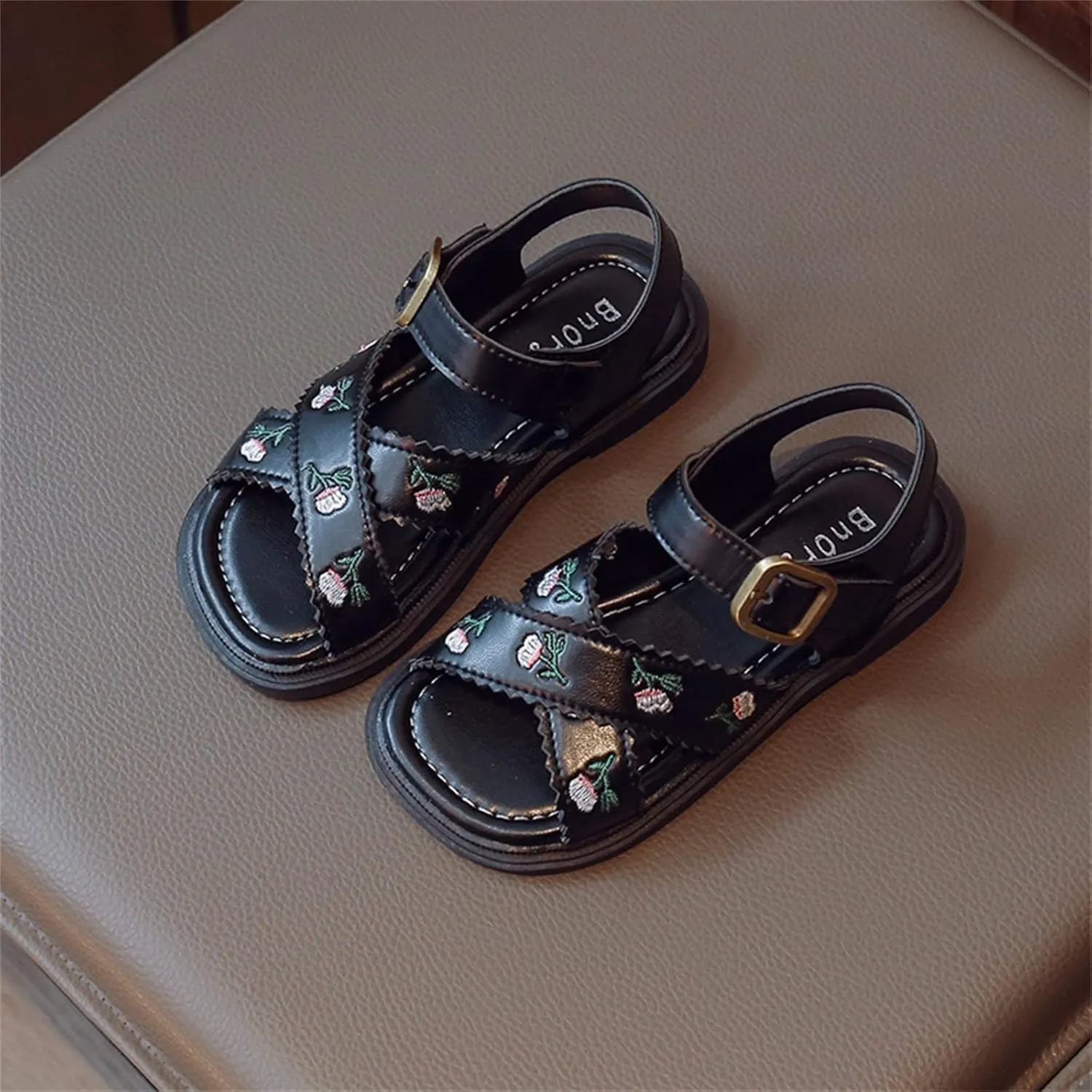 Girls No Heels Shoes Embroidered Princess Dress Shoes Slip On School Party Little Girls Flip Flops Size 11