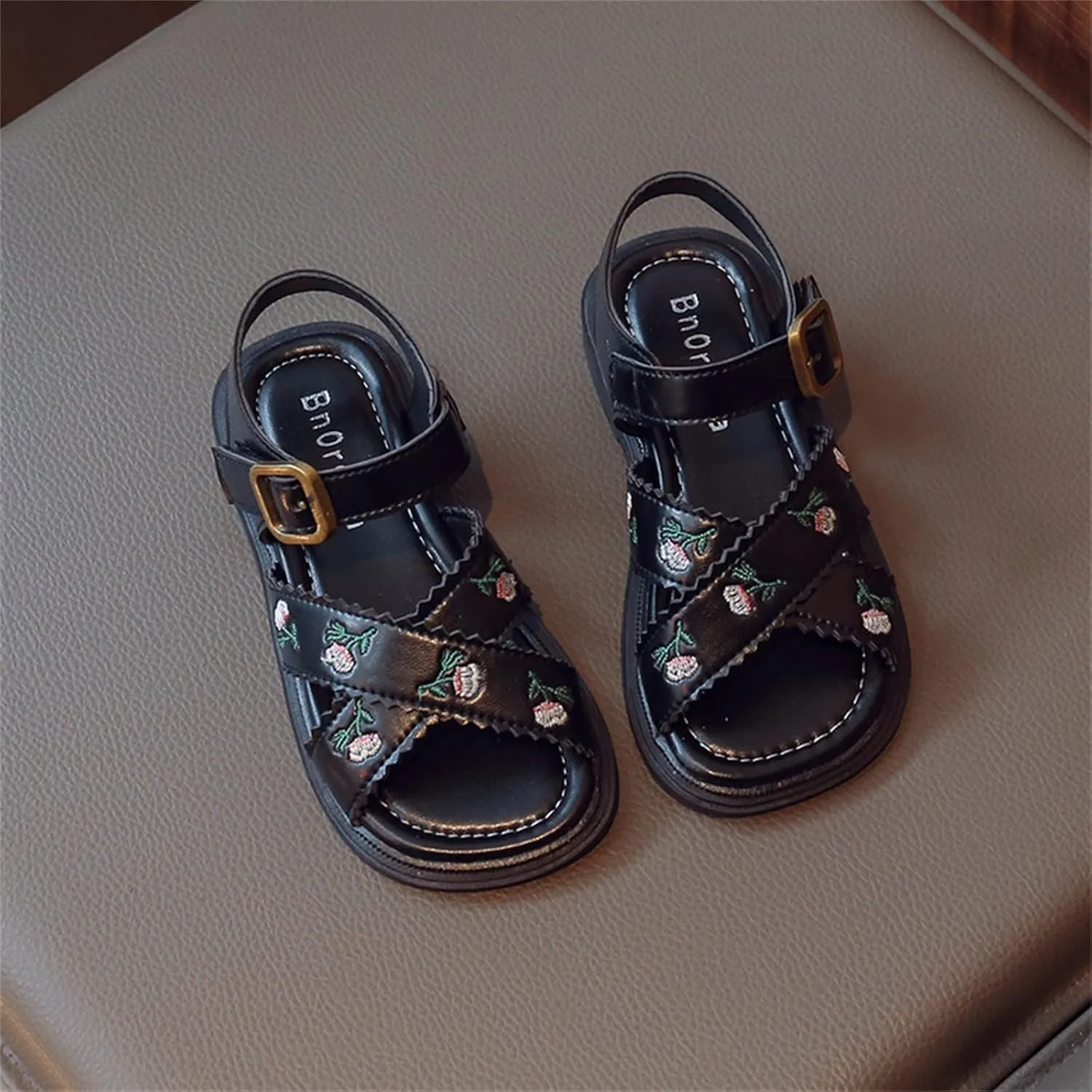 Girls No Heels Shoes Embroidered Princess Dress Shoes Slip On School Party Little Girls Flip Flops Size 11