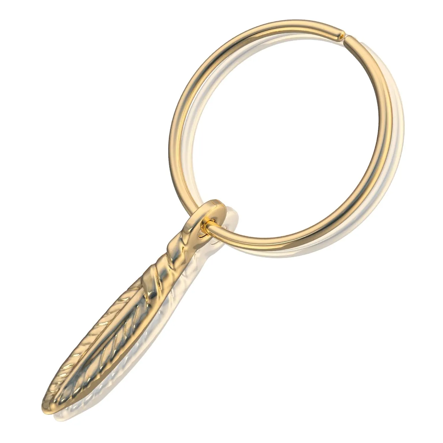 Gold Cartilage Earring For Women  Tiny 20G Feather Charm Helix Piercing Jewelry  8mm 14K Gold Filled Hoops For Cartilage - Helix Rings