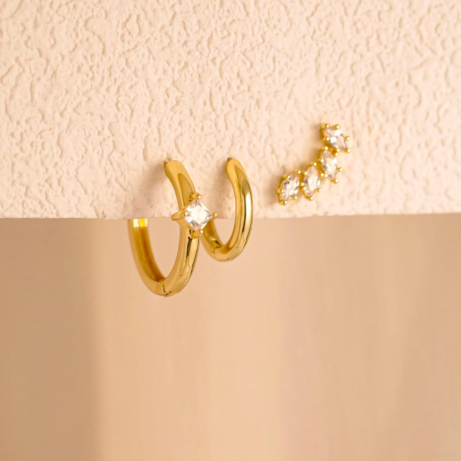 Gold Earring Sets for Women Dainty Gold Stud Huggie Hoop Earrings for Multiple Piercing Hypoallergenic Small Hoop Dangle Earrings Cartilage Earring Set