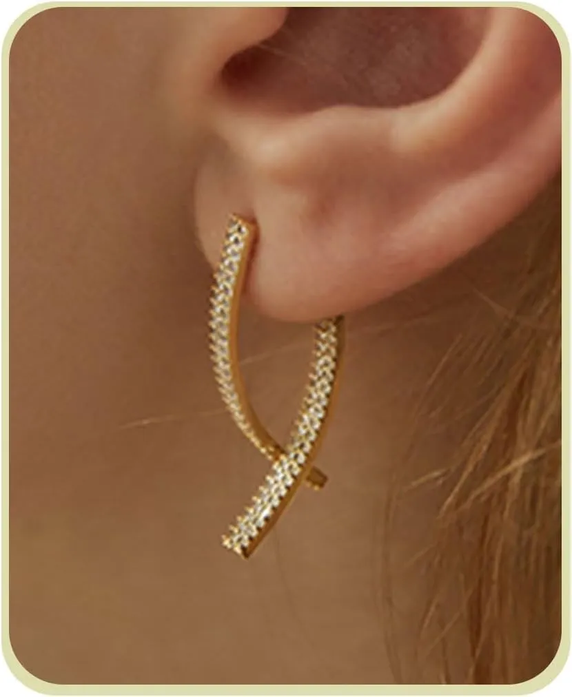 Gold earrings for women Trendy Upscale 14K Gold Rhinestone Long Earrings Dangling Fringe Crystals Gold Dangle Earrings for Women perfect for your birthday party, Christmas