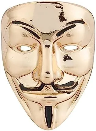 Golden Anonymous Mask Hat Pin, Lapel Pin, Cap Badge Accessories for Men