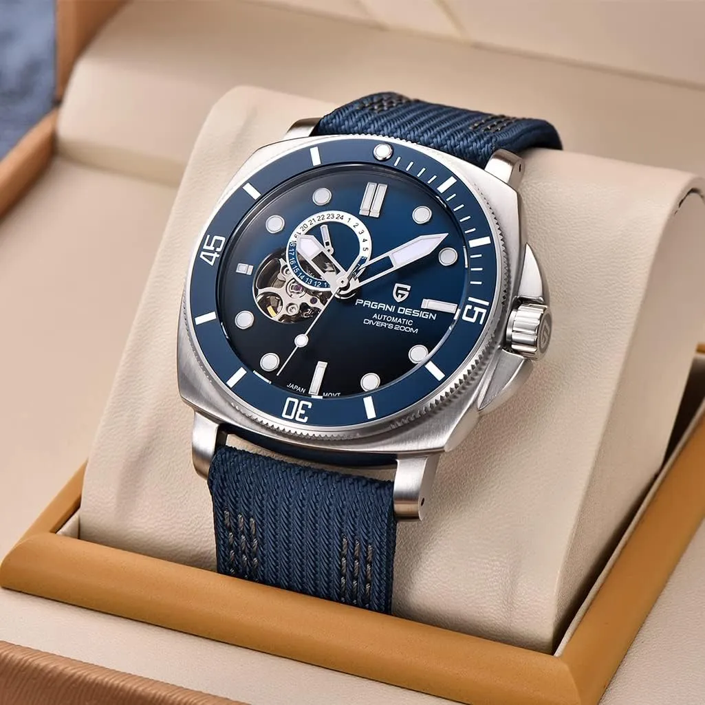 HaiQin Pagani Design 1736 Automatic Watches for Men Japan NH39 Movement Nylon Band 200M Waterproof Self Winding Wrist Watch