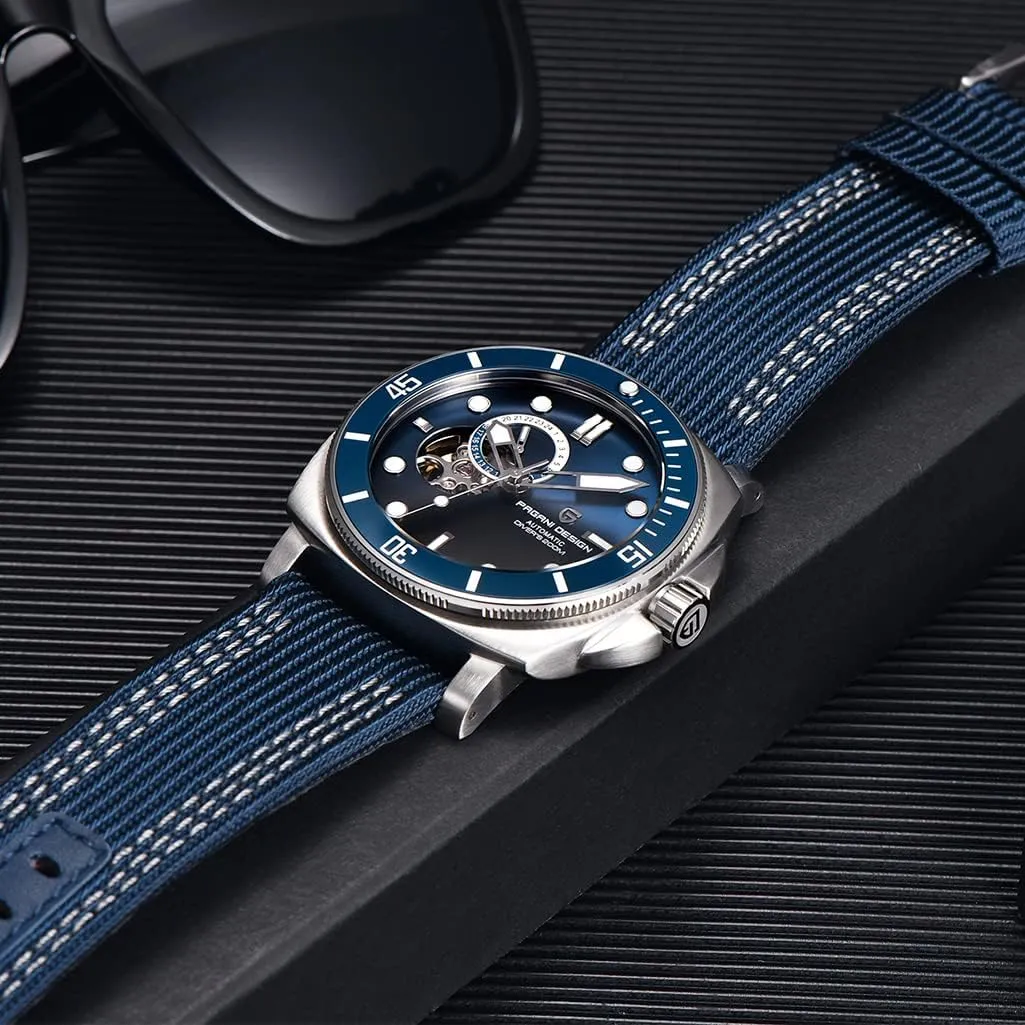 HaiQin Pagani Design 1736 Automatic Watches for Men Japan NH39 Movement Nylon Band 200M Waterproof Self Winding Wrist Watch