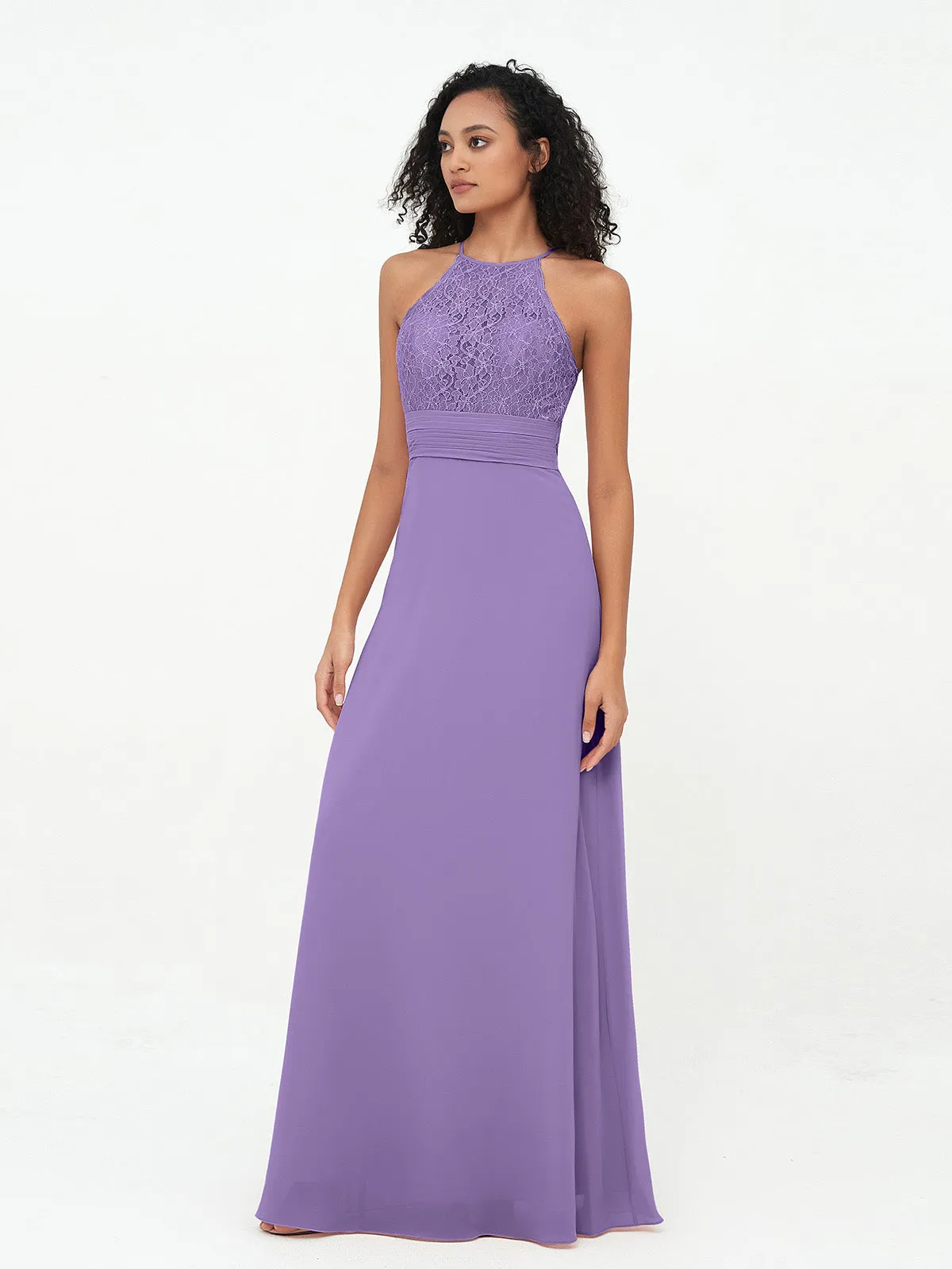 Halter Lace Top and Chiffon Open Back Dresses Tahiti Plus Size